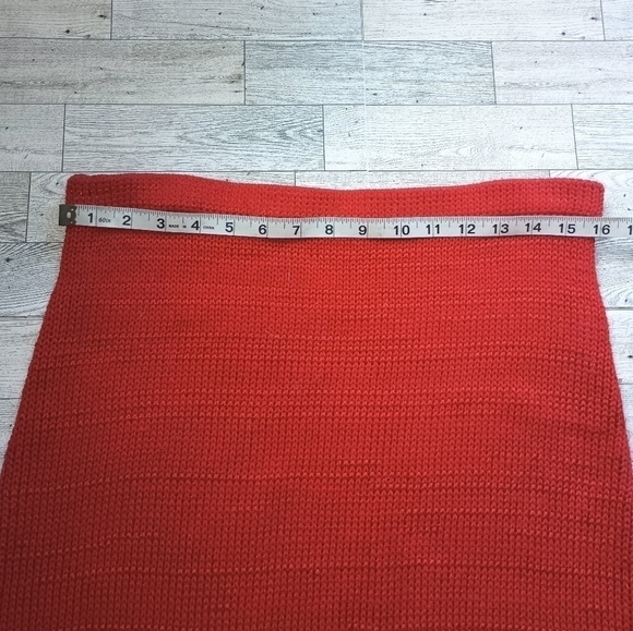 HAND Loomed Vintage Knit Midi Skirt Medium Red - Picture 4 of 5